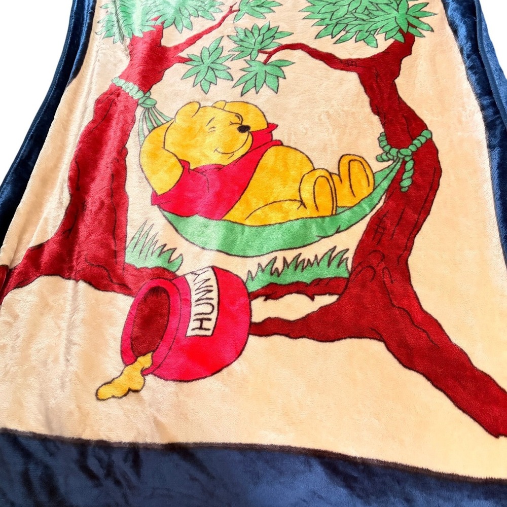 Disney Winnie the Pooh Mink Plush Blanket Hammock Hunny Pot Vintage Style Throw
